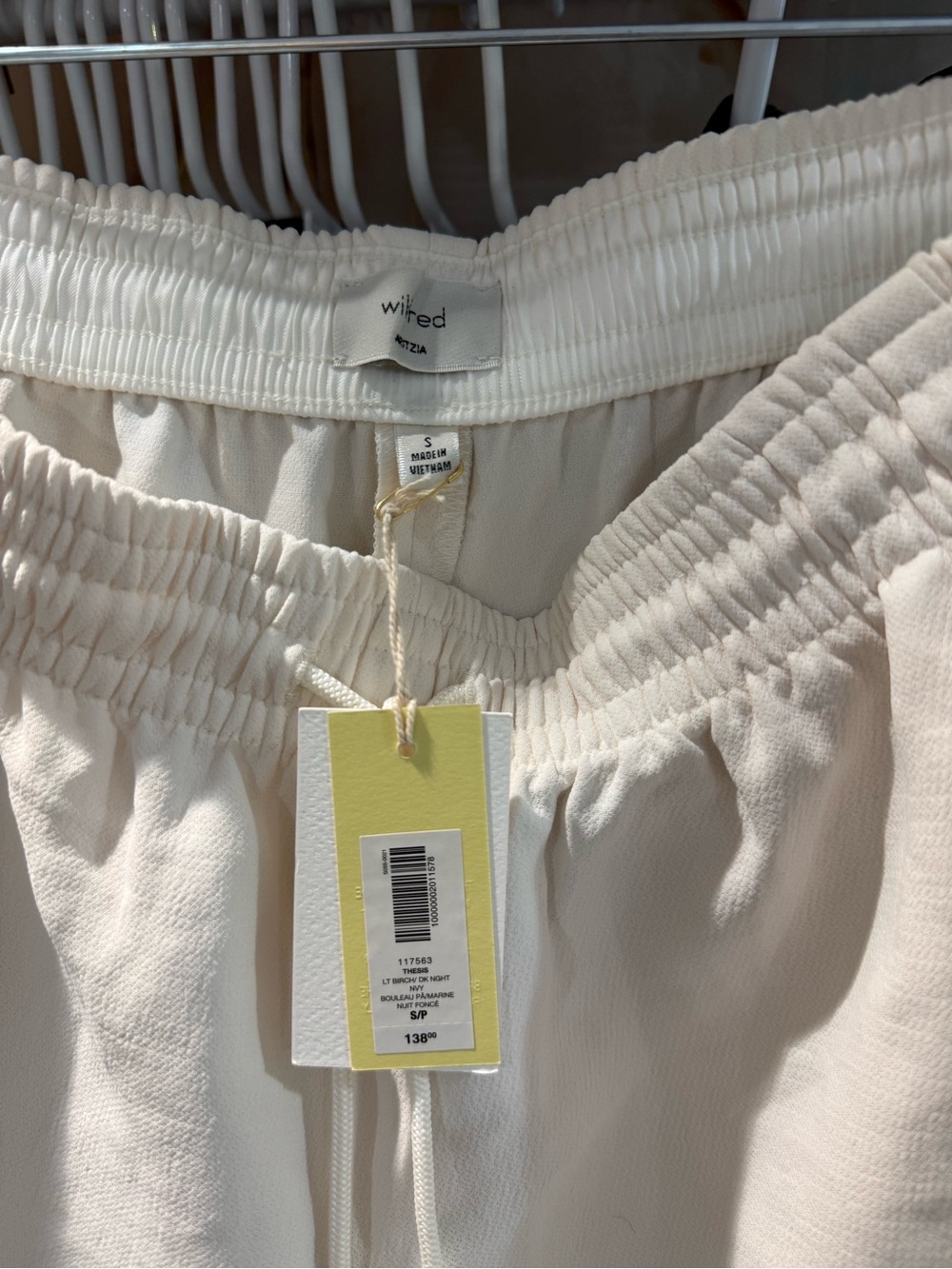 Aritzia Thesis Cream Wide Leg Pants with Light Blue/Navy Side Stripes - Sz S NWT - Picture 3 of 3